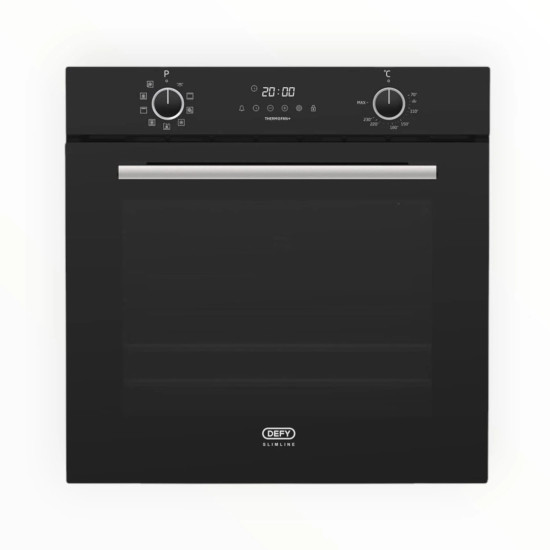 Defy 60cm Built-In Oven with Thermofan Black DBO689